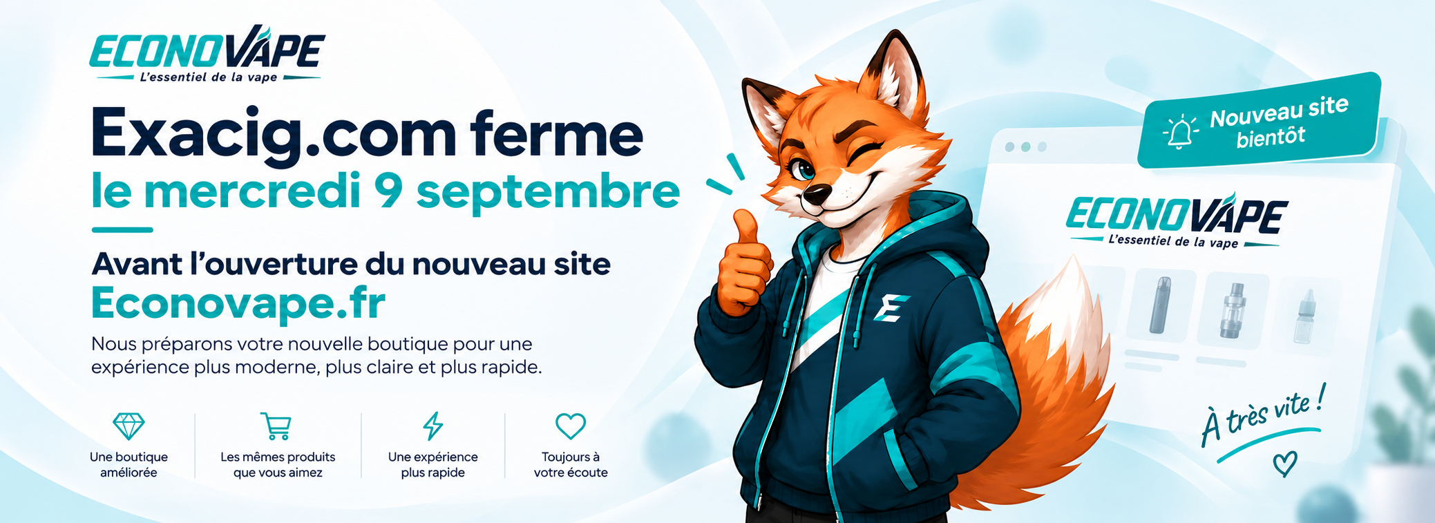 Fermeture exacig.com le 9 septembre - Econovape.fr